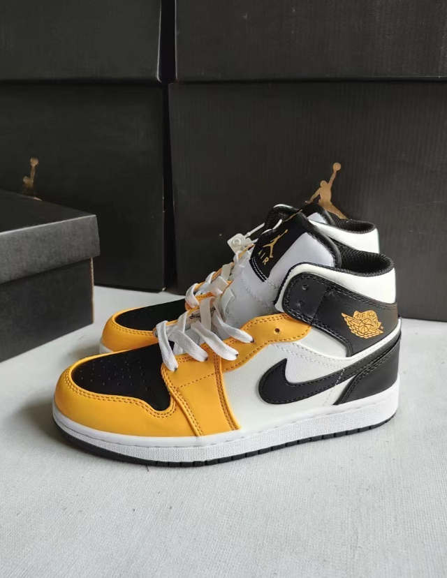 Jordon Air Jordon1Mid Black, White, Yellow