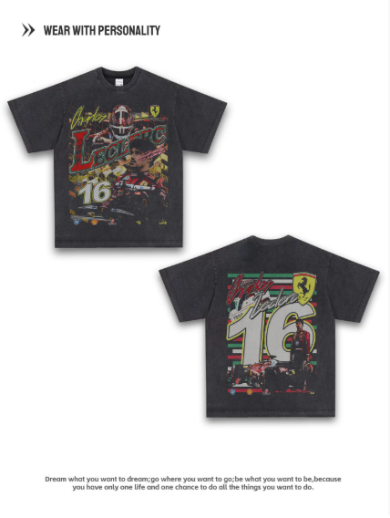Charles Leclerc LeClé - F1 Racing Driver Print American Short-Sleeved T-Shirt