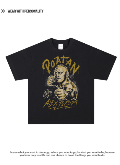 Alex Pereira's classic original American UFC fighting boxing cotton loose-fitting short-sleeved T-shirt