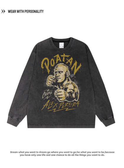 Alex Pereira's classic original American UFC fighting boxing cotton loose long-sleeved shirt