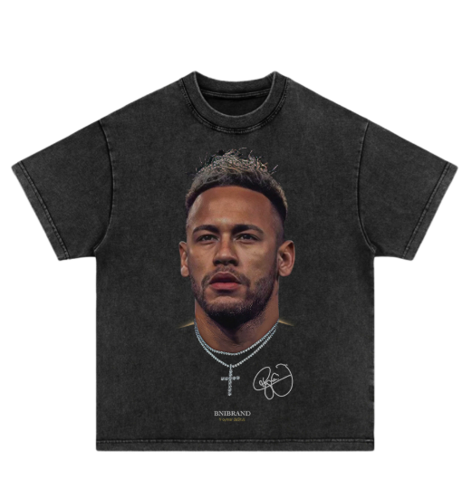 Cristiano Ronaldo, Lionel Messi - Three Goals - Classic Retro Heavy Cotton Washed Short-Sleeved Basketball T-shirt with Small Collar - Trendy Brand