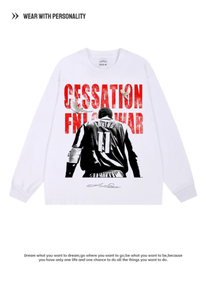 Owen Digital Printing American Retro Basketball Long-Sleeved Pure Cotton Breathable Loose-Fitting Shirt Trendy Brand Hooded Sweatshirt