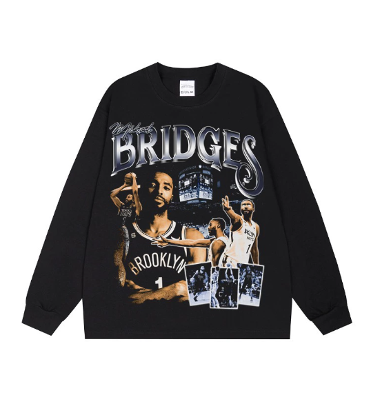Basketball star American long-sleeved pure cotton heavyweight shirt for men. Kobe, Owen, Edwards, Tuatum.