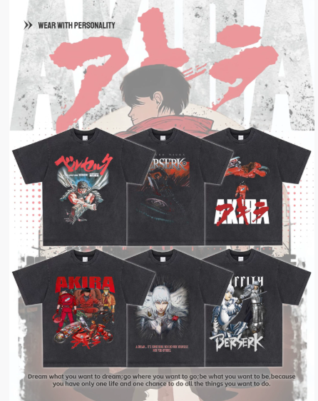 Akira AKIRA Sword Style Legend Japanese Cartoon Animation Short-Sleeved T-shirt