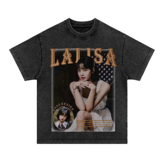 Blackpink short-sleeved cotton T-shirt in American style, loose fit, from a Korean girl group, with a heavy-duty small neckline.