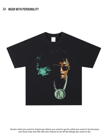 YoungBoy Hip Hop Rap Pure Cotton American Style Loose-Fitting Casual Short-Sleeved T-Shirt