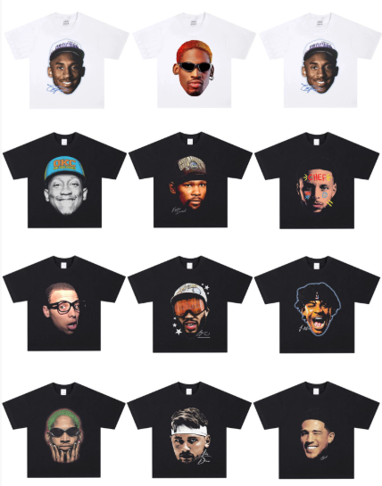 Rodman Morant MJ Big Head Print American Star Sports Loose Retro Short-Sleeved Round-Neck Basketball T-shirt