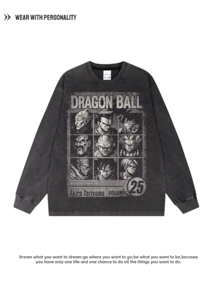 Dragon Ball Printed American Retro Pure Cotton Breathable Long-Sleeved Loose Digital Direct Printing Shirt Heavy-duty Hooded Sweatshirt
