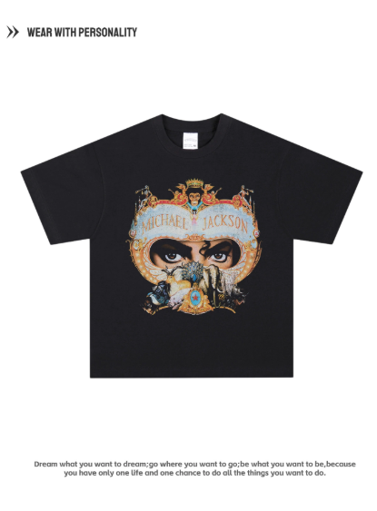 Michael Jackson - Mask Picture Digital Direct Printing American Retro T-Shirt Short Sleeve