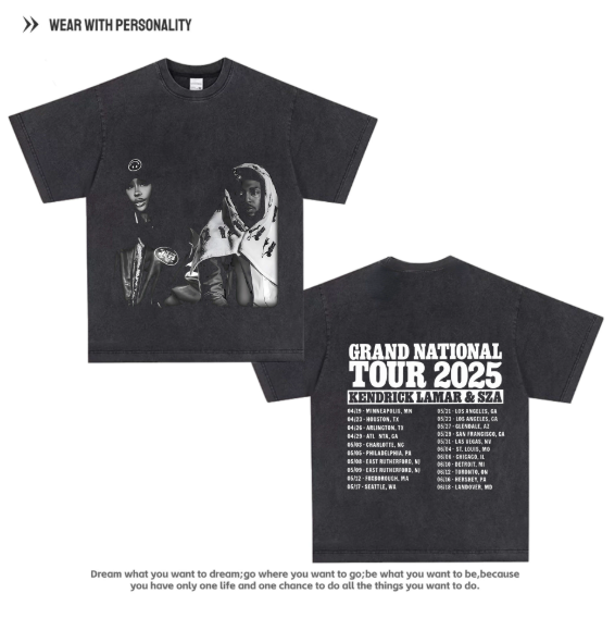 2025 Global Tour SZA Kendrick Lamar Double-sided Printed American Fan Support Long-Sleeved T-Shirt