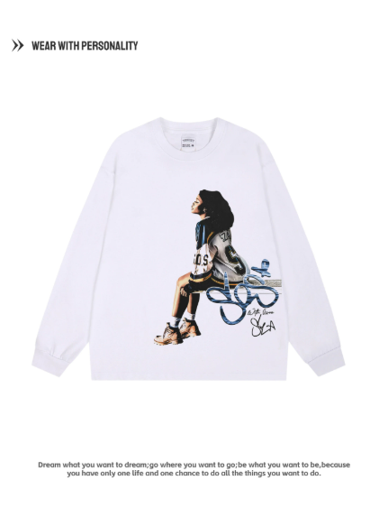 SZA - Solana's Straight-on Printed印花 Concert Pure Cotton Long-Sleeved SOS Album Cover Loose Streetwear for Both Men and Women