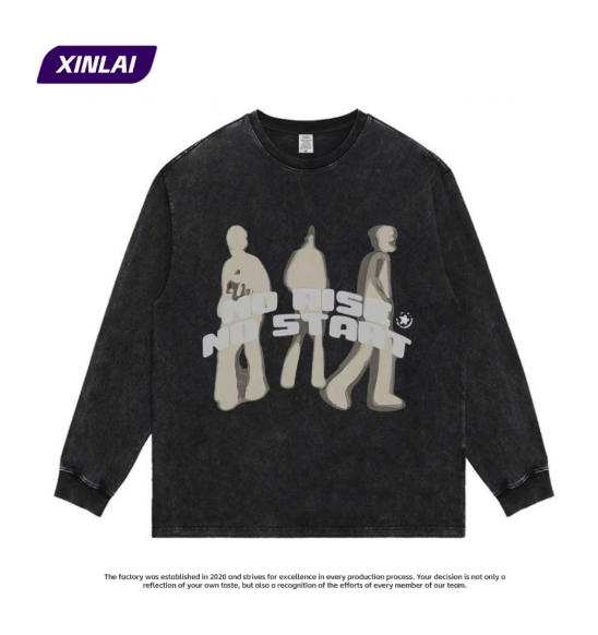 No Rise No Start - American Retro Abstract Portrait Fashion Brand Loose Long-Sleeved Shirt