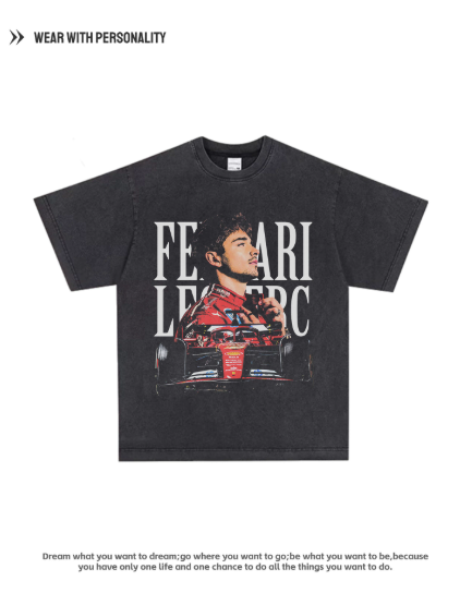 Racing shirt - Landon Norris print - American style - Limited edition - Heavyweight - T-shirt - Retro short sleeve - 100% cotton - Breathable - Summer wear
