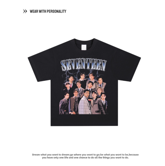 Seventeen American-style retro pure cotton breathable short-sleeved loose digital direct-printed shirt