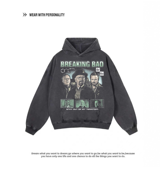 Dead-Pure White - American Retro Pure Cotton Breathable Long-Sleeved Loose Digital Direct Printing Hooded Sweatshirt (for American TV series)