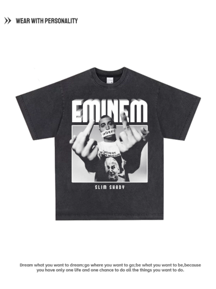 Amemi Naiman Hip Hop Rap Rock American Retro Pure Cotton Breathable Short Sleeve Loose Fit