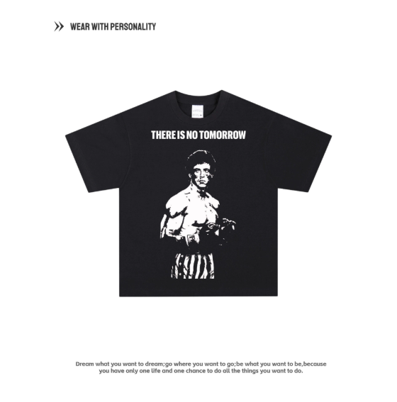 Rocky Dragon Fist American Retro Pure Cotton Breathable Short Sleeve Loose Digital Direct Printing