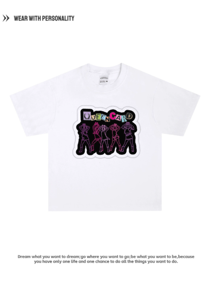 i-dle dance outfit - Korean girl group support top with idol print, round neck, short sleeves