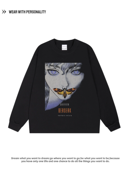 The Legend of Swordwind - Griffiths Film - Loose Round Neck - Small-Sized Pure Cotton - Breathable Digital Printing - Long Sleeve