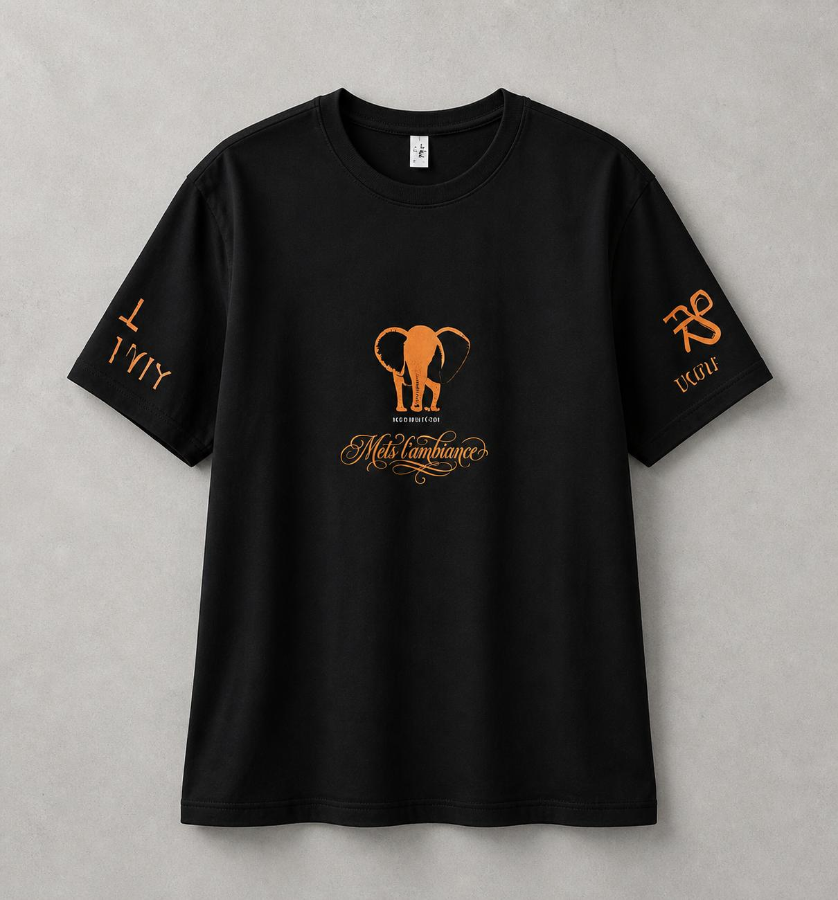 Men's Orange Elephant Silhouette Graphic T-Shirt