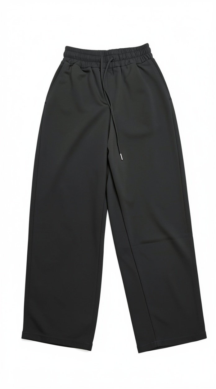 Dark Grey Wide-Leg Sweatpants | Minimalist Casual Straight-Leg Trousers