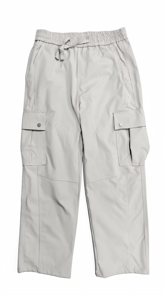 Light Grey Straight-Leg Cargo Pants | Multi-Pocket Casual Streetwear Trousers