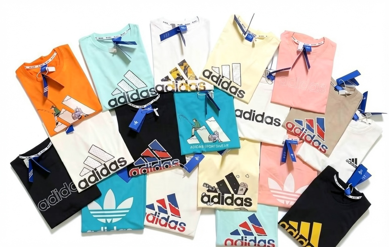 Adidas Men's Graphic T-Shirts, Assorted Colors, Bulk Bundle, 100% Cotton Crew Neck Tees