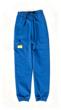 Bright Blue Jogger Cargo Pants, Multi-Pocket Casual Streetwear Trousers
