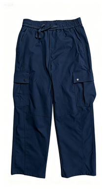 Navy Blue Straight-Leg Cargo Pants, Multi-Pocket Casual Streetwear Trousers