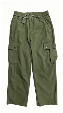Olive Green Straight-Leg Cargo Pants, Multi-Pocket Casual Streetwear Trousers