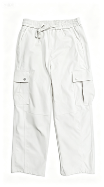 Off-White Straight-Leg Cargo Pants, Multi-Pocket Casual Streetwear Trousers