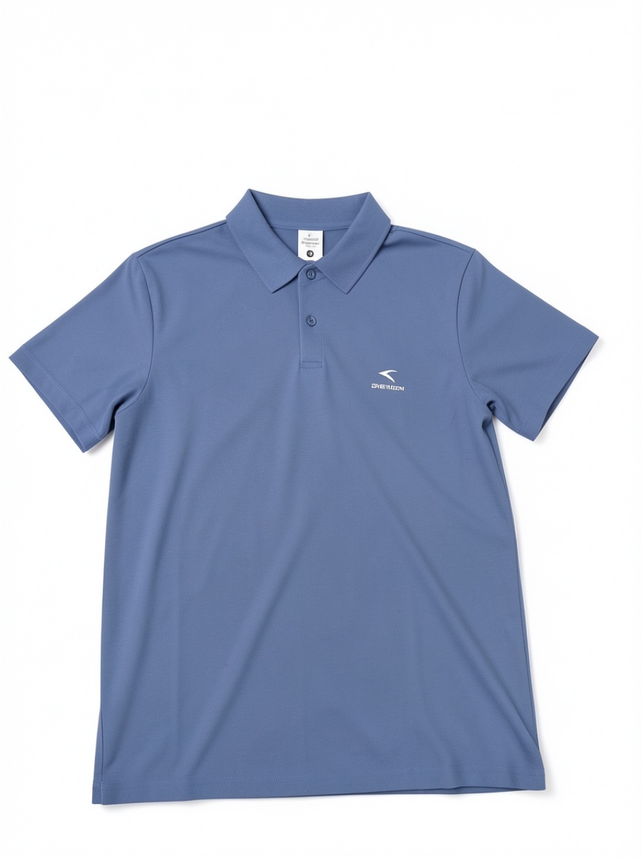 Men's Slate Blue Pique Polo Shirt, Short Sleeve Casual Golf Shirt with Logo