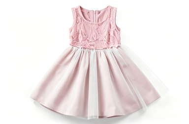 Girls' Sleeveless All Pink Lace & Tulle Princess Party Dress, Flower Girl Dress for Wedding & Birthday