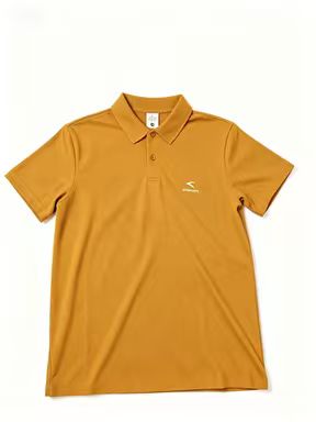Men's Mustard Yellow Cotton Polo Shirt, Slim Fit Casual Business Polo with Embroidery Logo