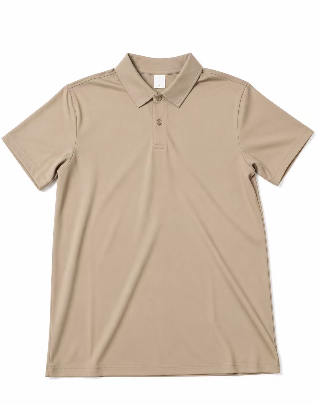 Men's Khaki Basic Cotton Polo Shirt, Slim Fit Casual Business Plain Polo with No Logo