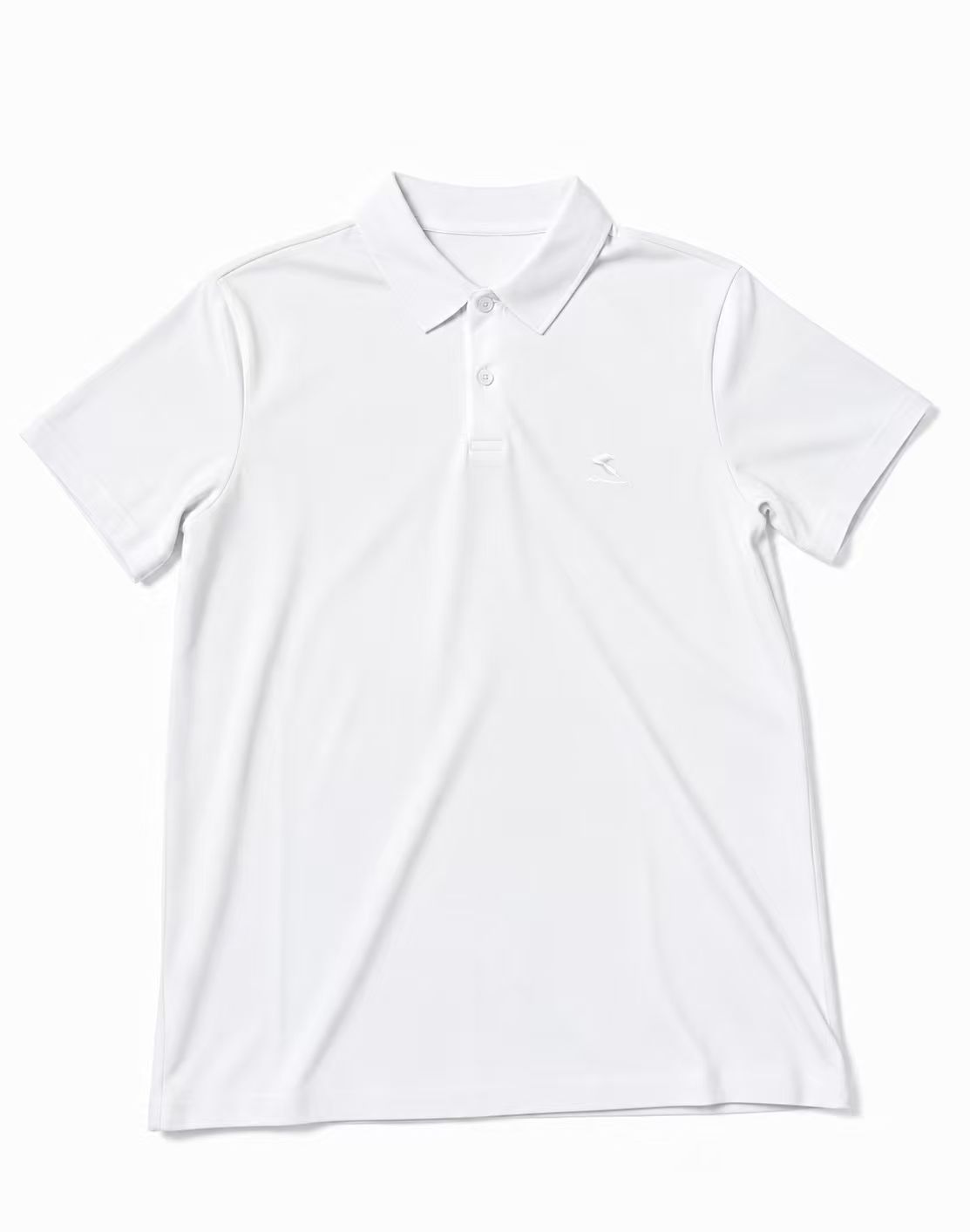 Men's White Cotton Polo Shirt with Embroidery Logo, Slim Fit Casual Business Short Sleeve Top