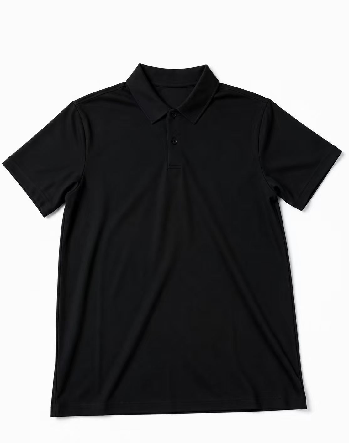 Men's Black Basic Cotton Polo Shirt, Slim Fit Casual Business Plain Polo with No Logo