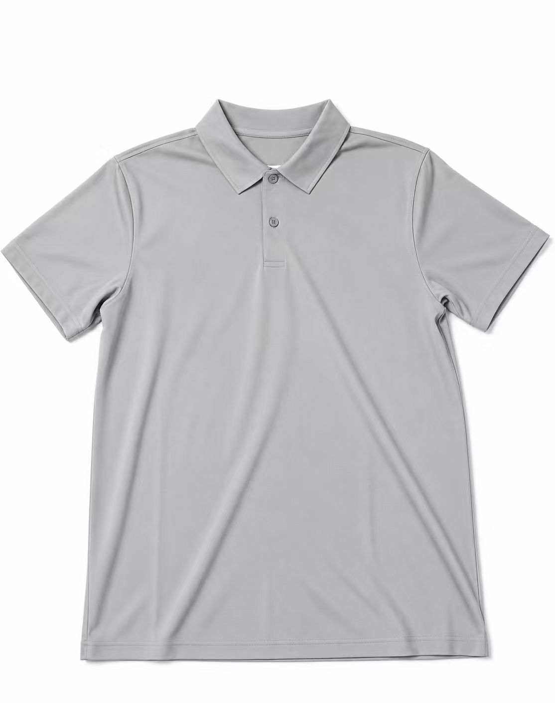 Men's Light Heather Gray Basic Cotton Polo Shirt, Slim Fit Casual Business Plain Polo with No Logo