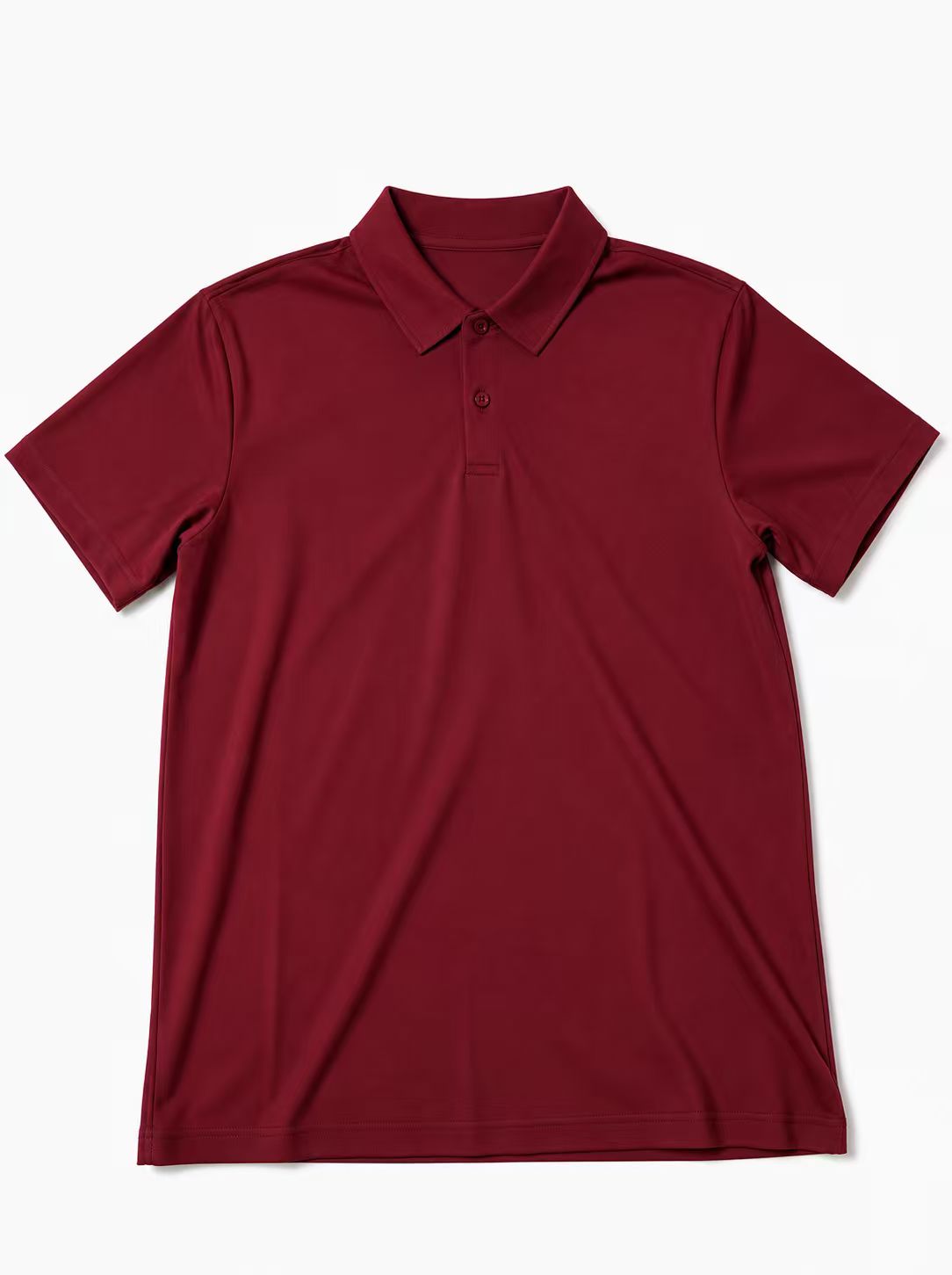 Men's Burgundy Basic Cotton Polo Shirt, Slim Fit Casual Business Plain Polo with No Logo