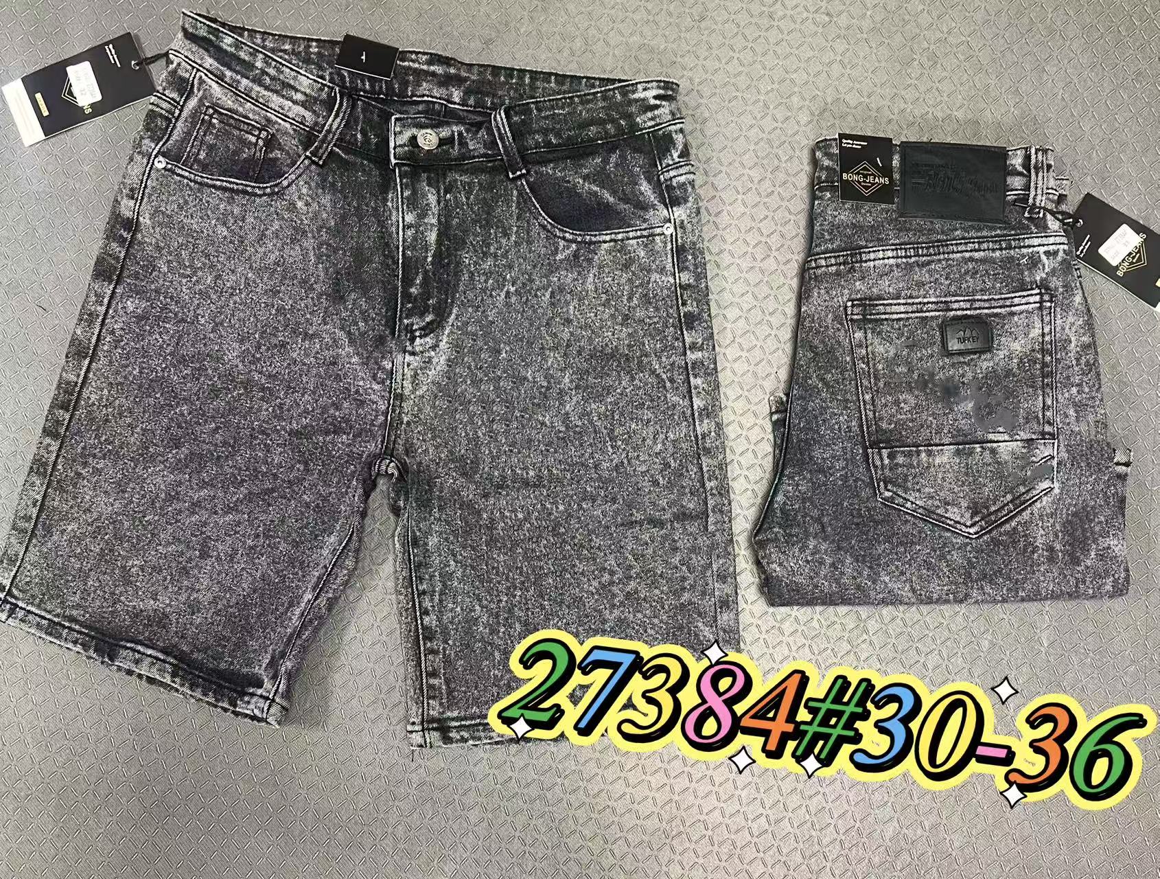 Men's Snow Wash Black Gray Denim Shorts, Casual Straight-Leg Knee-Length Jean Shorts