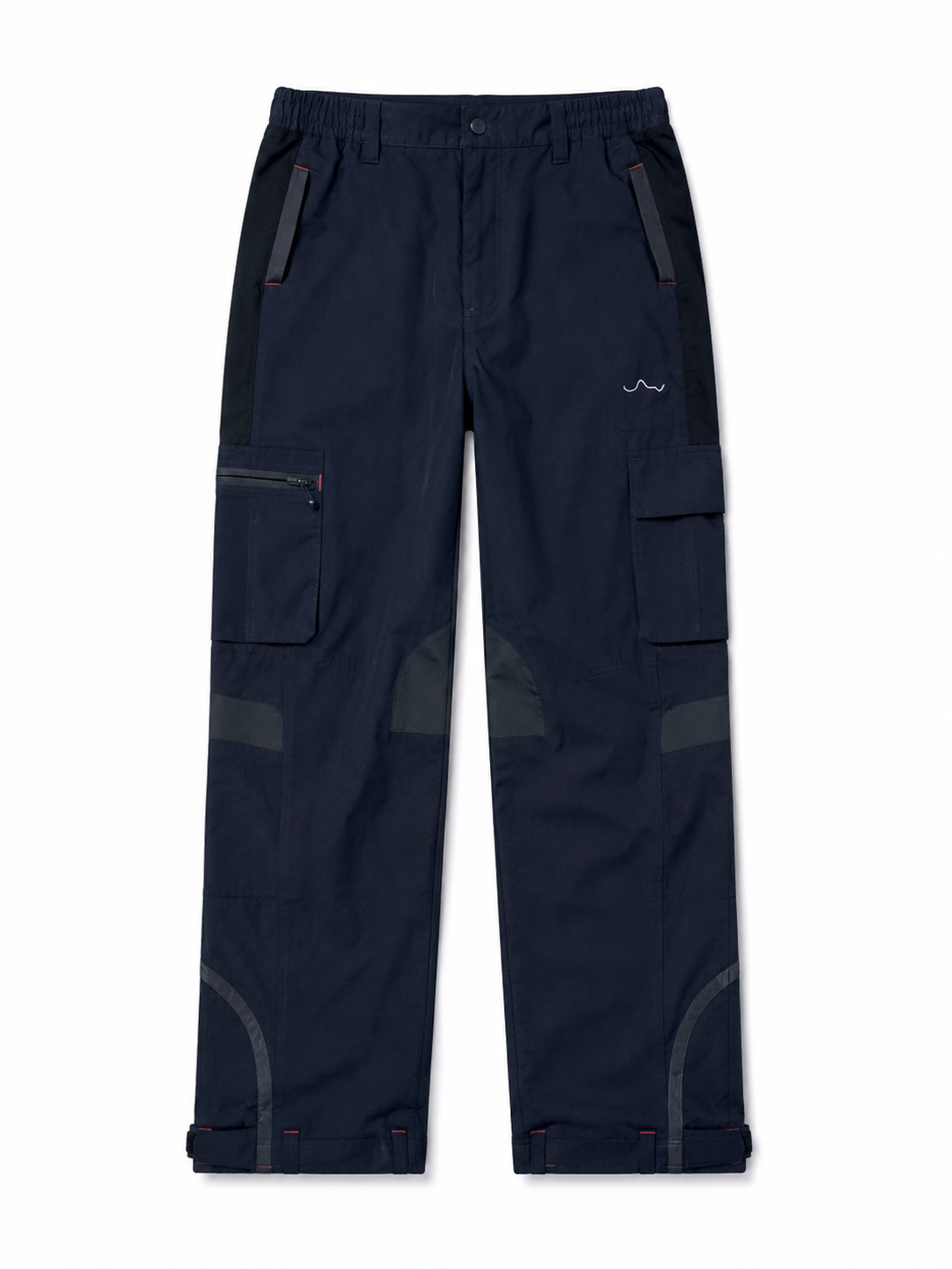 Men's Navy Blue Outdoor Techwear Cargo Pants, Multi-Pocket Color Block Casual Trousers