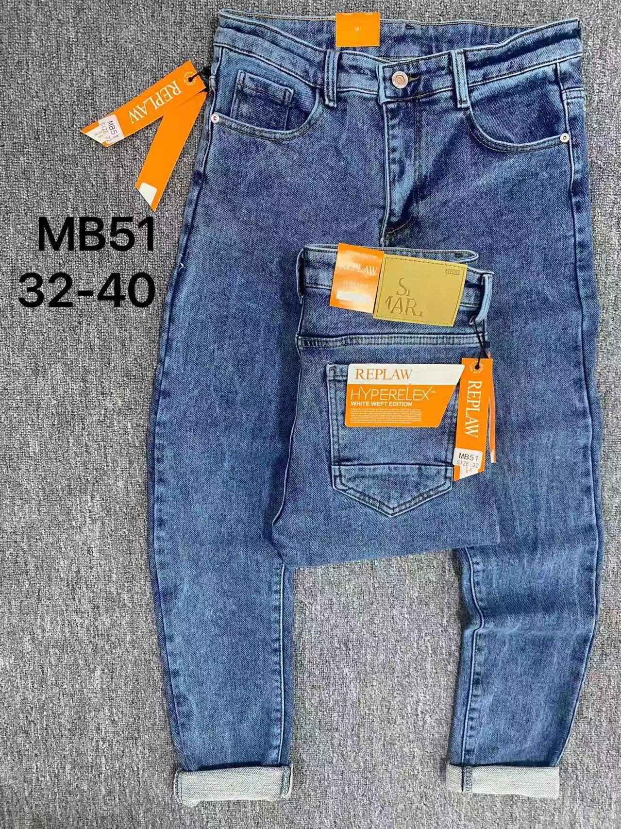 Men's Classic Light Blue Washed Slim Fit Straight Leg Jeans, Casual Denim Pants