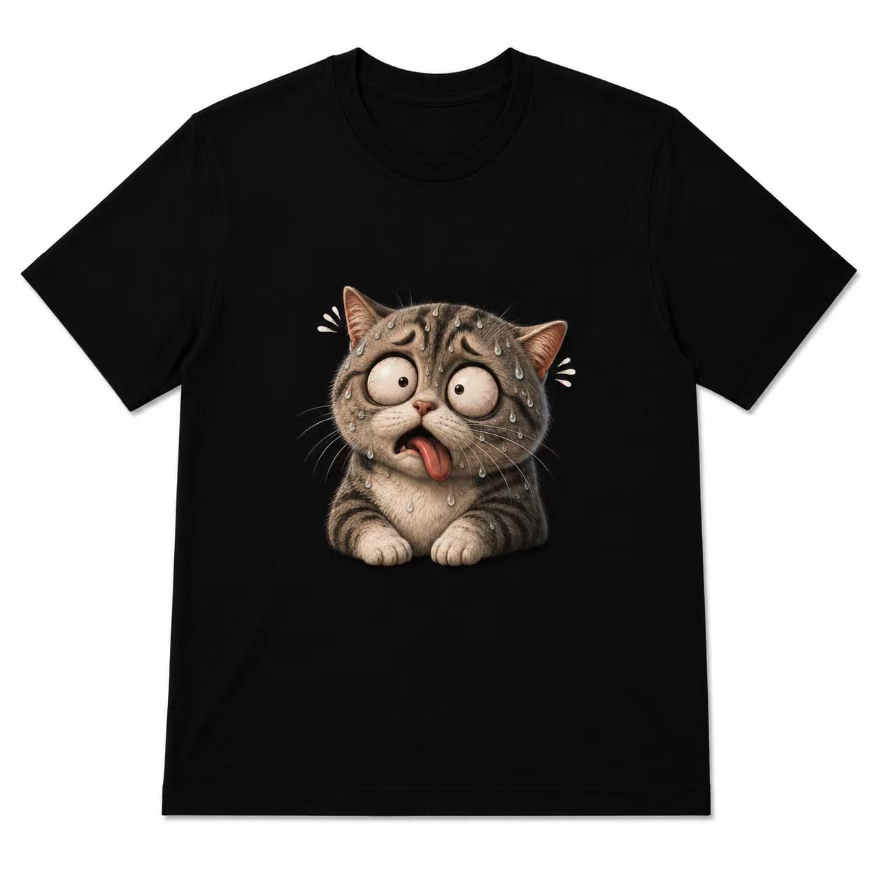 Men's Funny "Sweaty Cat" Graphic T-Shirt, Summer Humor Tee