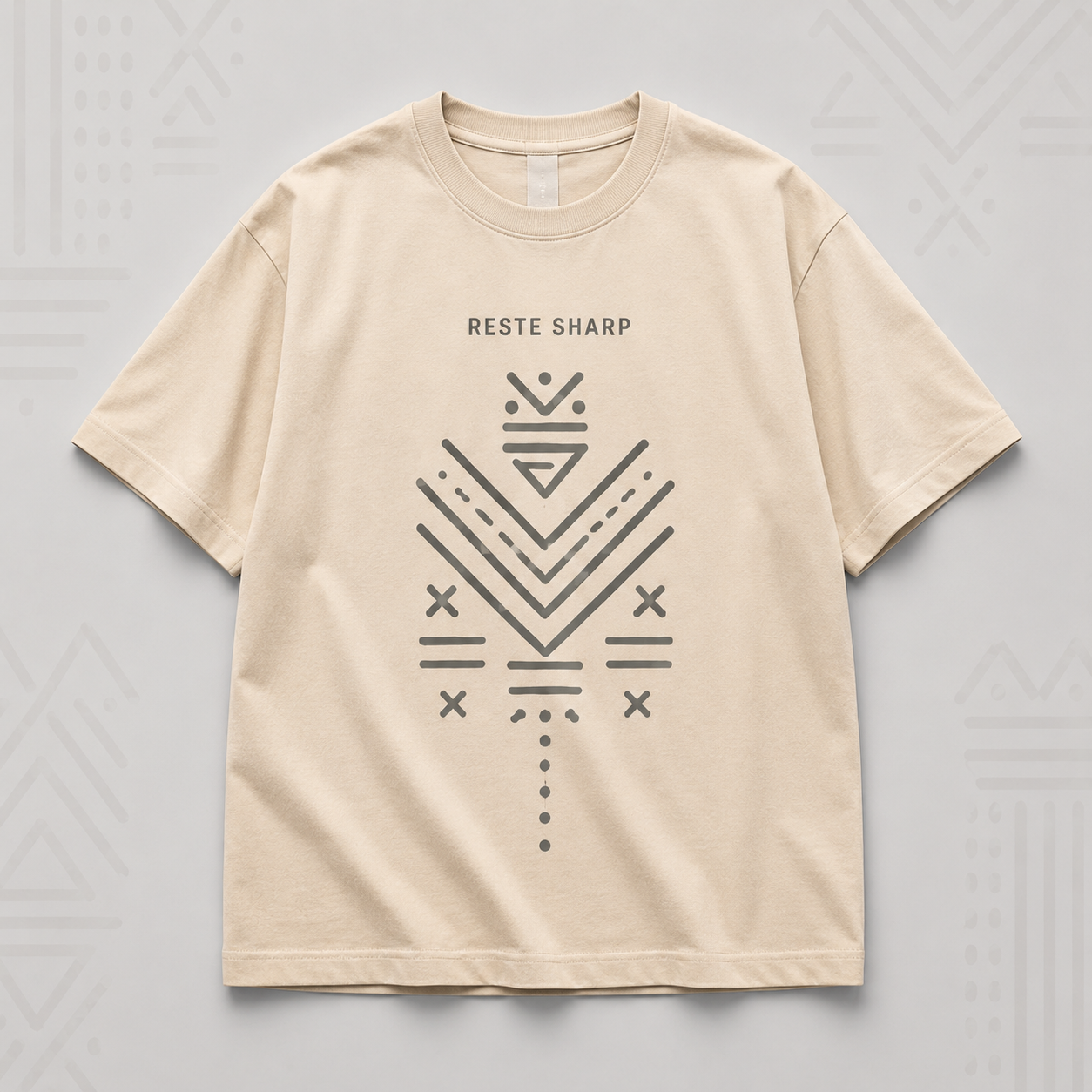Men's Minimalist African "Reste Sharp" Graphic T-Shirt, Ethnic Symbol Tee