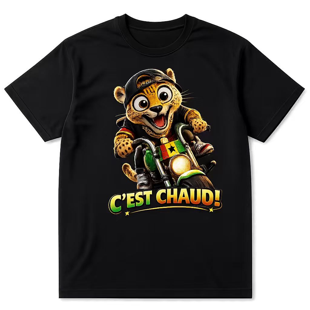 Men's Senegal "Biker Leopard" Streetwear Graphic T-Shirt, Urban Culture Tee
