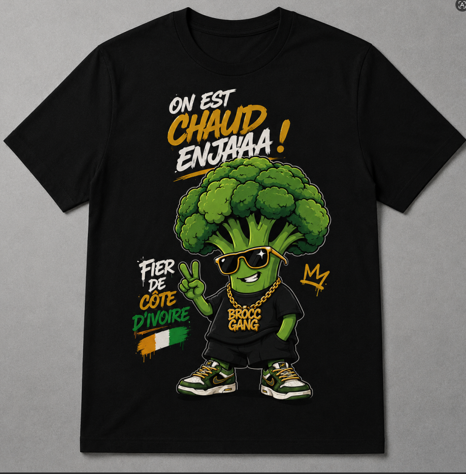 Men's Côte d'Ivoire "Broccoli Gang" Streetwear Graphic T-Shirt, Urban Culture Tee