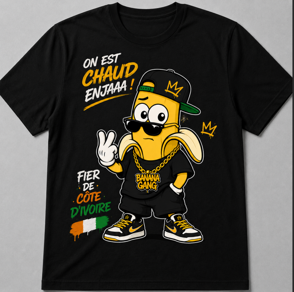 Men's Côte d'Ivoire "Banana Gang" Streetwear Graphic T-Shirt, Urban Culture Tee