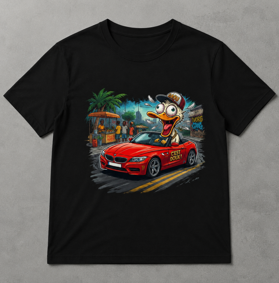Men's Abidjan "Urban Duck Racer" Streetwear Graphic T-Shirt, Ivorian City Culture Tee