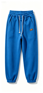  Blue Elastic Waist Jogger Pants with Drawstring, Casual Sweatpants for Streetwear