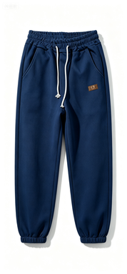  Navy Blue Elastic Waist Jogger Pants with Drawstring, Casual Sweatpants for Streetwear